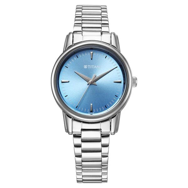 Titan Karishma Quartz Analog Blue Dial Silver Stainless Steel Strap Watch For Women 2760sm02