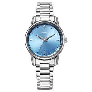 Titan Karishma Quartz Analog Blue Dial Silver Stainless Steel Strap Watch For Women 2760sm02 - KRISHNA WATCH COMPANY