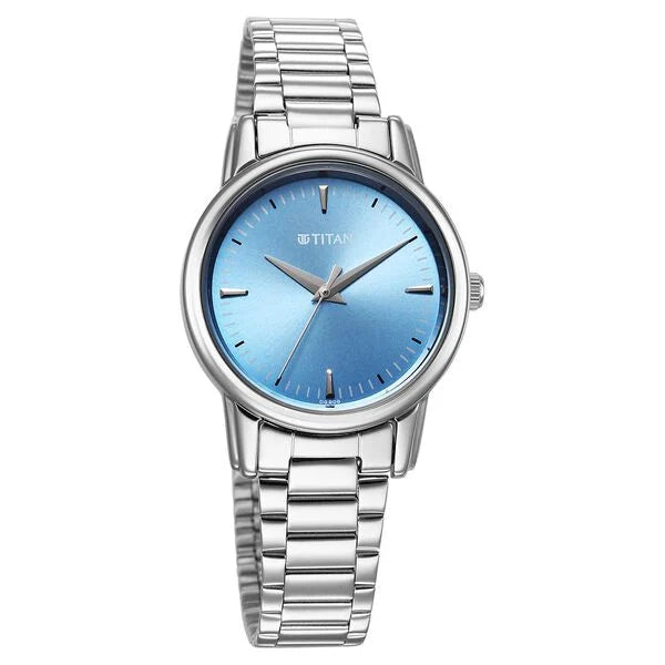 Titan Karishma Quartz Analog Blue Dial Silver Stainless Steel Strap Watch For Women 2760sm02 - KRISHNA WATCH COMPANY