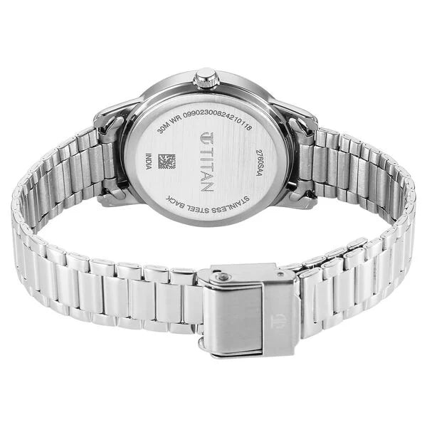 Titan Karishma Quartz Analog Blue Dial Silver Stainless Steel Strap Watch For Women 2760sm02