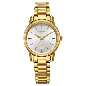 Titan Karishma Quartz Analog Silver Dial Golden Watch For Women - 2760YM01 - KRISHNA WATCH COMPANY