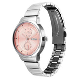 Titan Neo Multifunction Pink Dial Silver Color Stainless Steel Strap Watch For Women 2761sm02