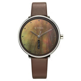 Titan Neo Analog with Day and Date Mother Of Pearl Dial Brown Color Leather Strap Watch For Women 2763sl01