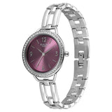 Titan Raga DEC Blaze Quartz Analog Purple Dial Silver Metal Strap Watch For Women 2791sm01