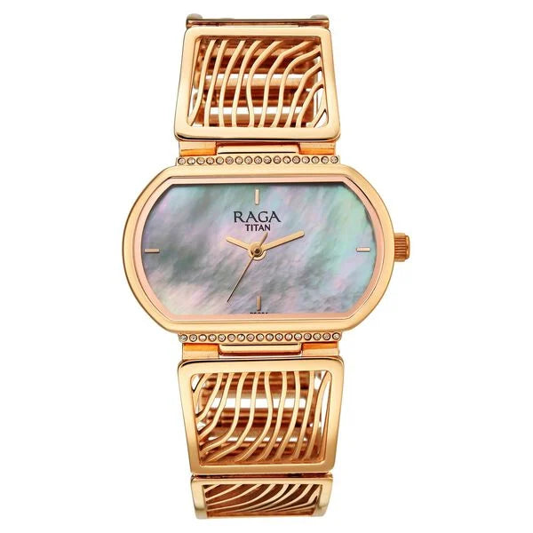 Titan Raga Ethereal Quartz Analog Mother of Pearl Dial Watch For Women 2799wm01f
