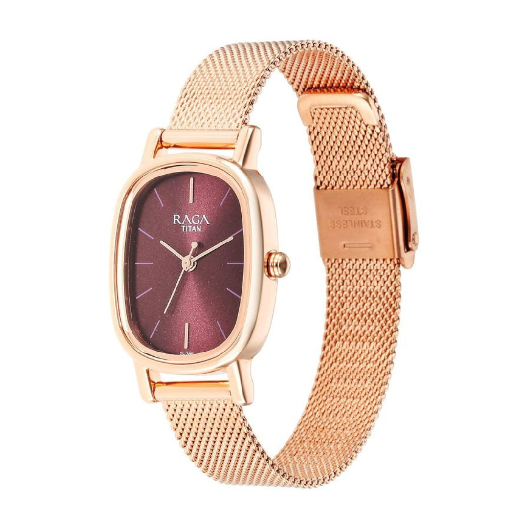 Titan Raga Viva Brown Dial Analog Stainless Steel Strap Watch for Women 2665WM01