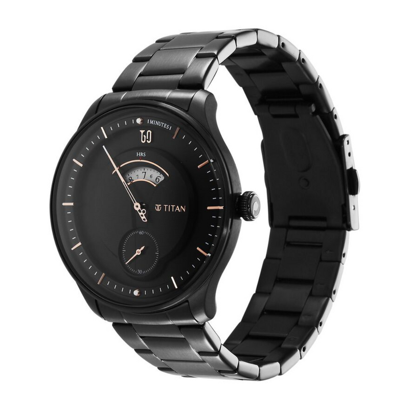Titan Quartet Black Dial Analog Stainless Steel Strap watch for Men NS1890NM01 - KRISHNA WATCH COMPANY