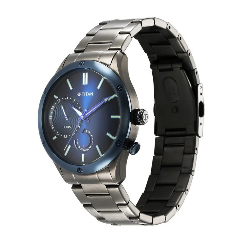 Titan Stellar Quartz Multifunction Blue Dial Watch for Men - 10009KM01 - KRISHNA WATCH COMPANY
