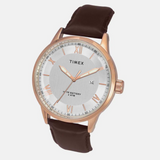 Timex E Class Male Silver Analog Leather Watch TWEG19917