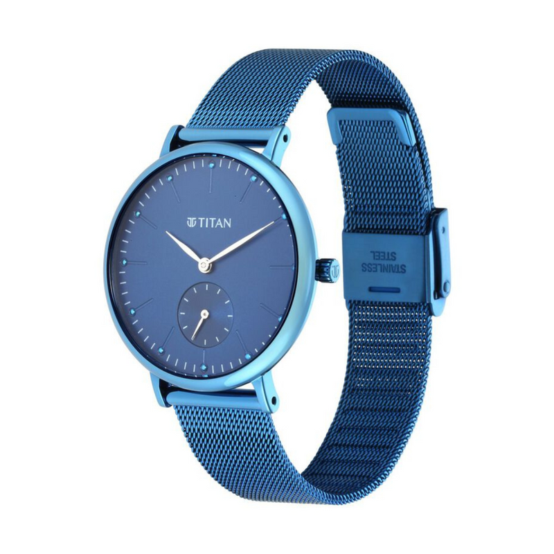 Titan Slimline Blue Dial Analog Stainless Steel Strap watch for Women 95142QM01 - KRISHNA WATCH COMPANY