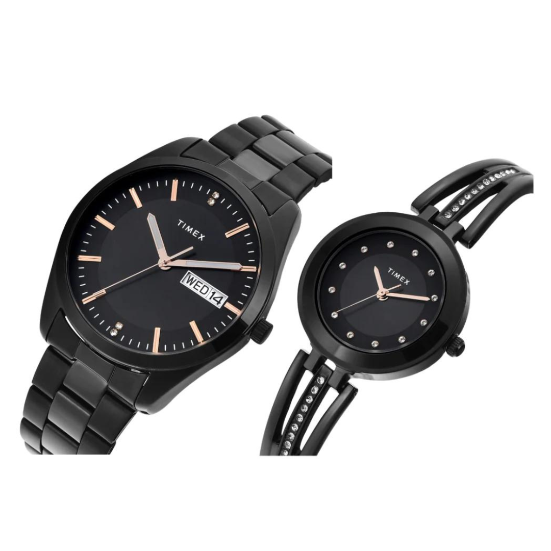 Timex Pairs Black Round Analog Dial Watch- TW00PR310