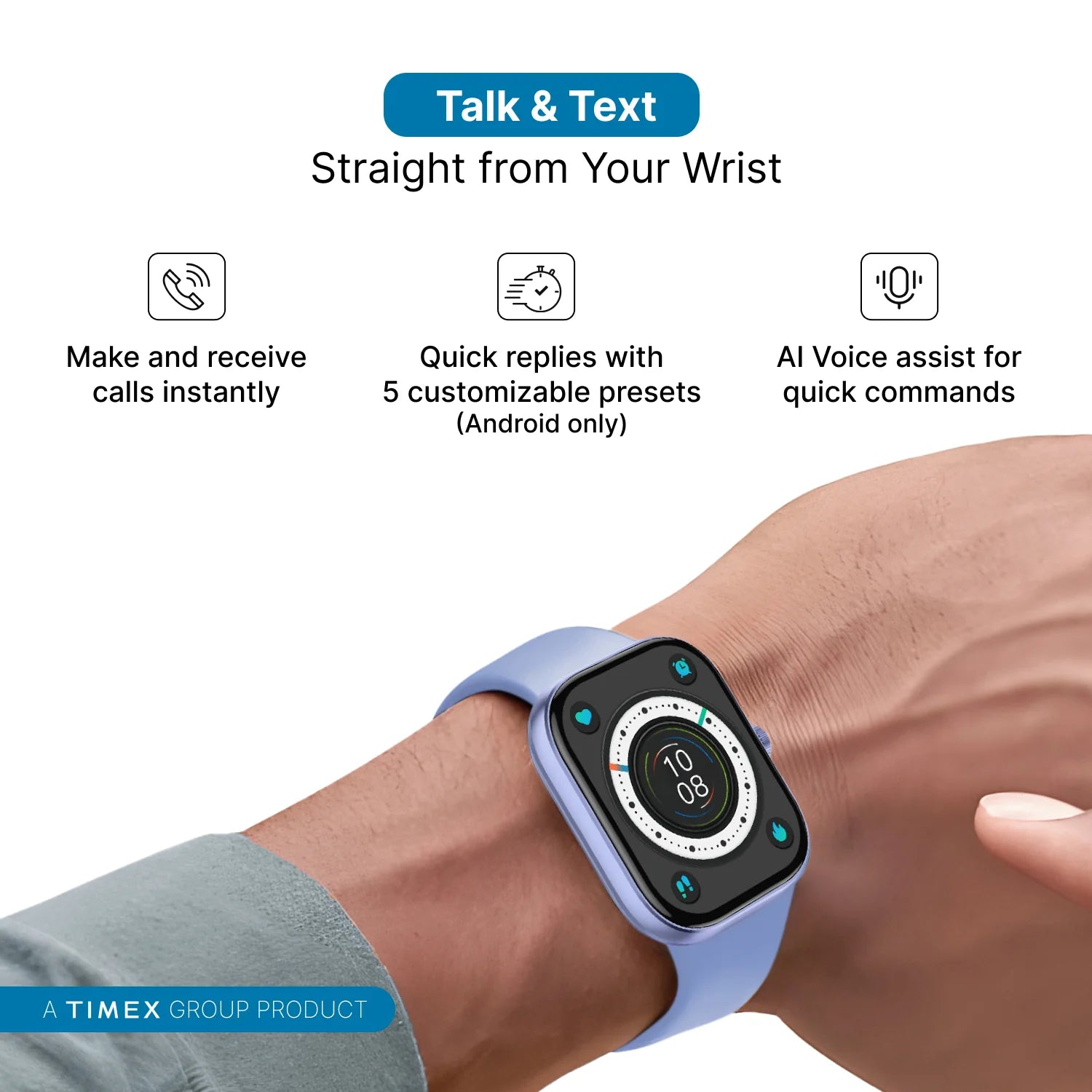 Timex iConnect Arc 2.01 inches (5.1 cm) Display with BT Calling Smartwatch For Unisex - TWIXW1403T - KRISHNA WATCH COMPANY