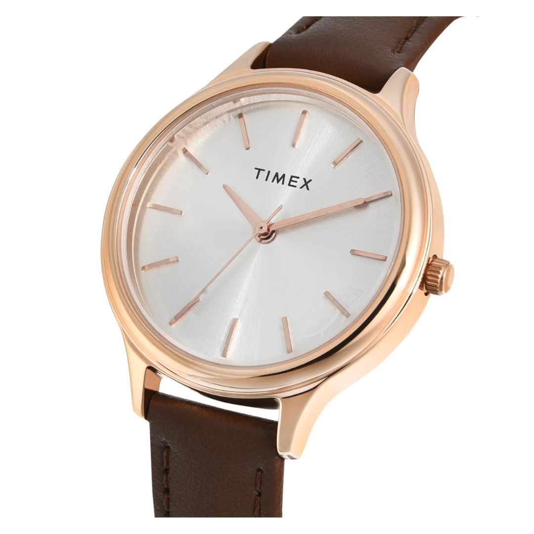 Timex Women Analaog Silver Round Brass Dial Watch- TWTL12105