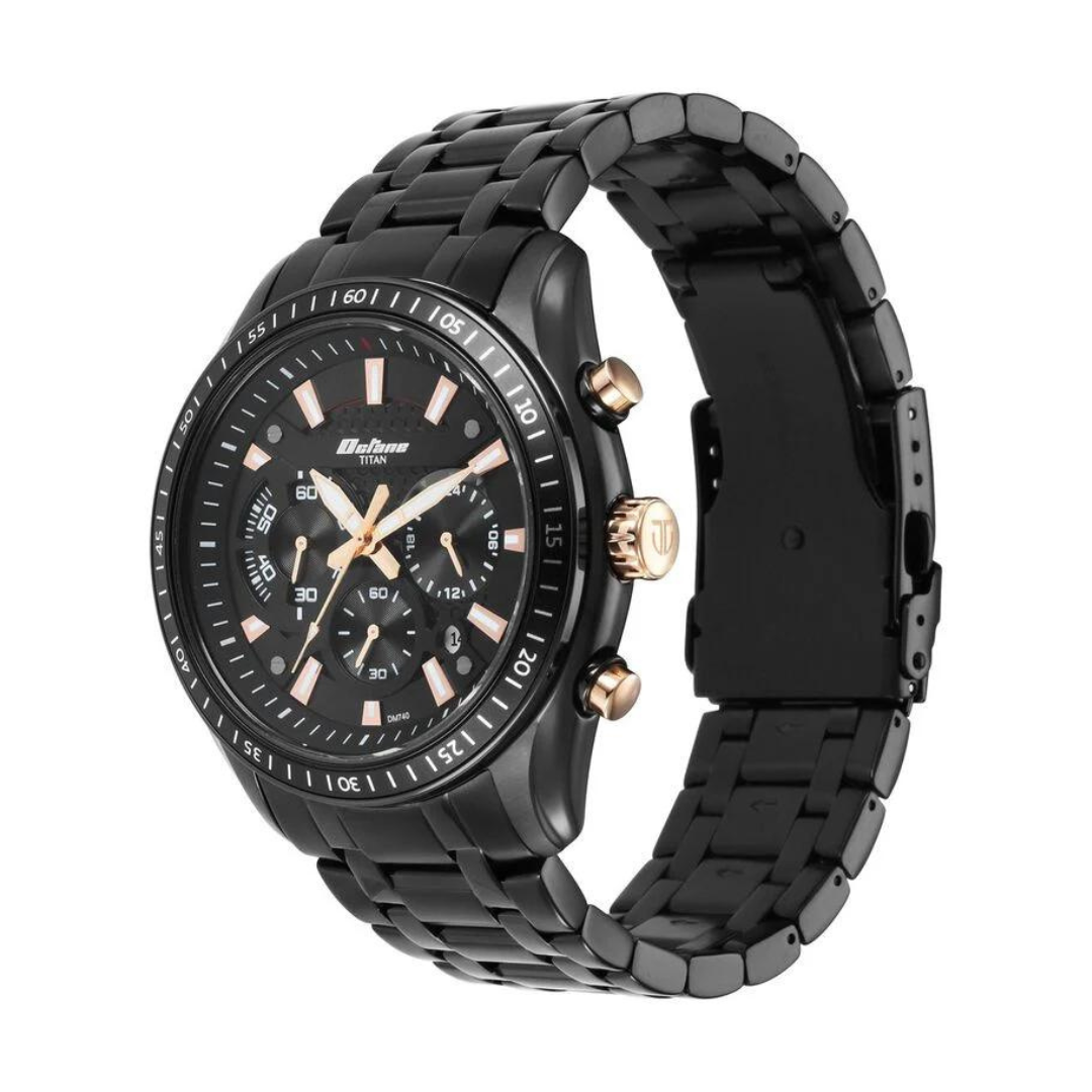 Titan Octane Black Dial Chronograph Watch for Men 90077KM04