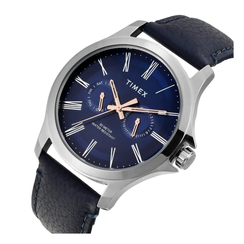 Timex Men Blue Round Analog Dial Watch- TW000X132