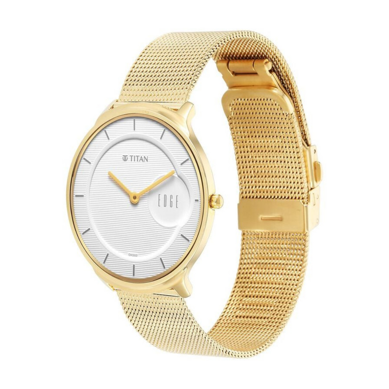 Titan Edge Baseline White Dial Analog Stainless Steel Strap Watch for Men 1843YM01