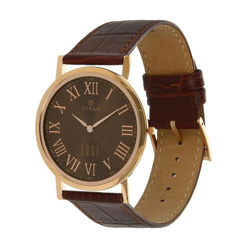 Titan Quartz Analog Brown Dial Leather Strap Watch for Men 1595WL03 - KRISHNA WATCH COMPANY