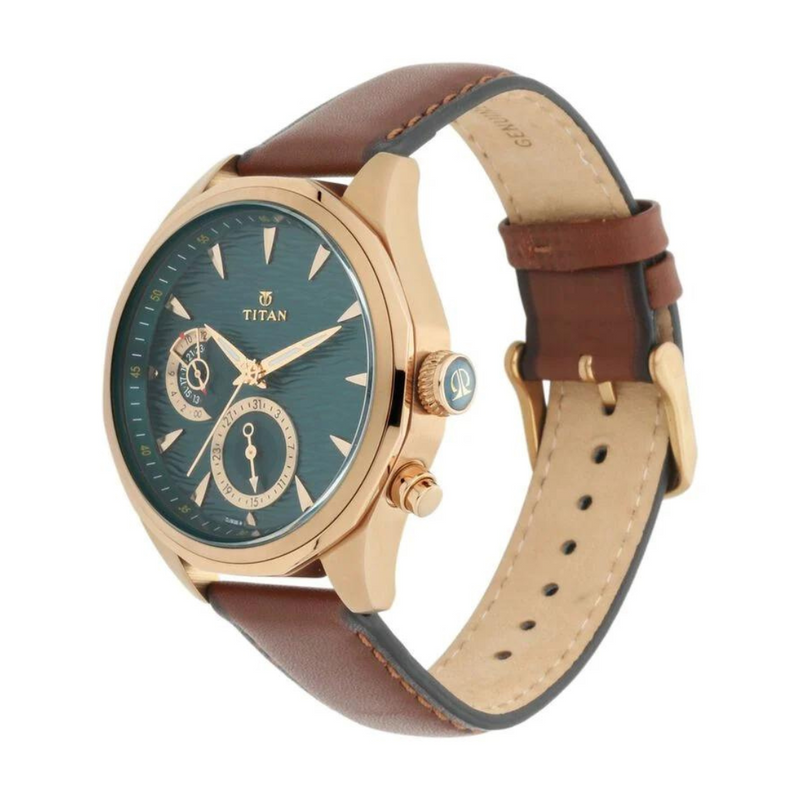 Titan Maritime Green Dial Quartz Multifunction watch for Men - 1829QL01