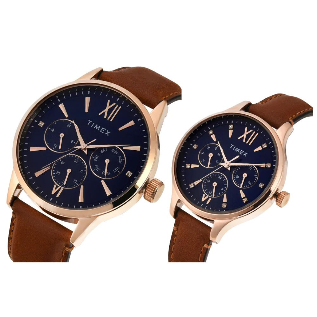 Timex Pairs Blue Round Multifunction Dial Watch- TW00PR302