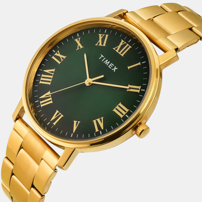 Timex Full Roman Green Dial St Steel Bracelet  Astrological  Men's Watch - TW0TG8024