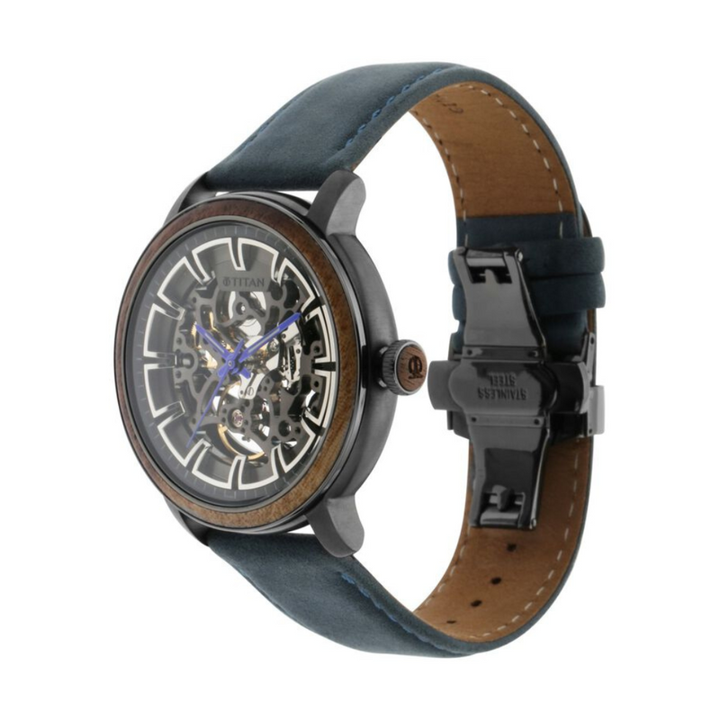 Titan Magnate Blue Dial Automatic Leather Strap watch for Men 1797KL02 - KRISHNA WATCH COMPANY
