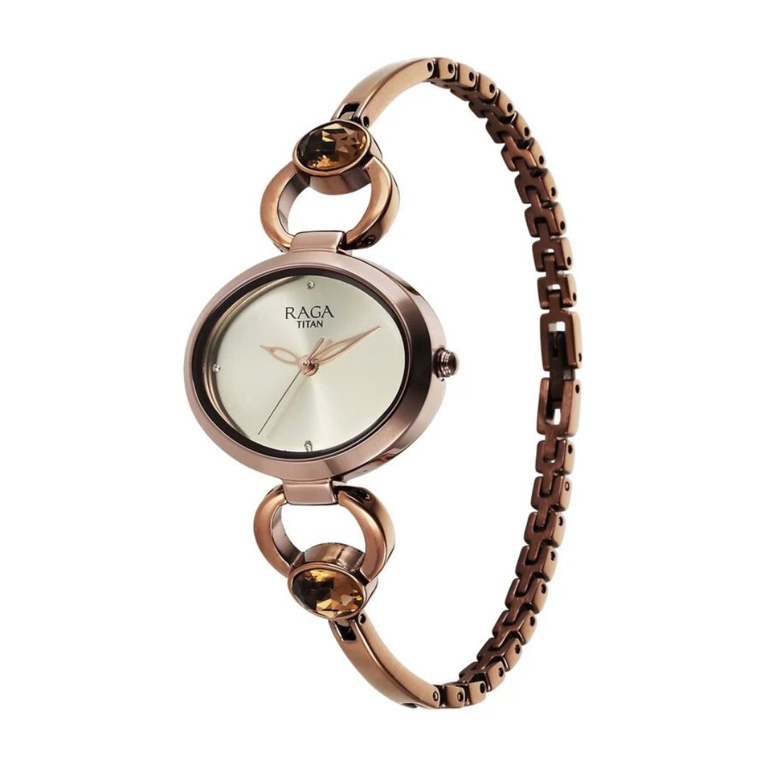 Amazon.com: TITAN Raga Viva Women's Bracelet Watch - Quartz, Water  Resistant – Beige Leather Band and Rose Gold Dial : Clothing, Shoes &  Jewelry