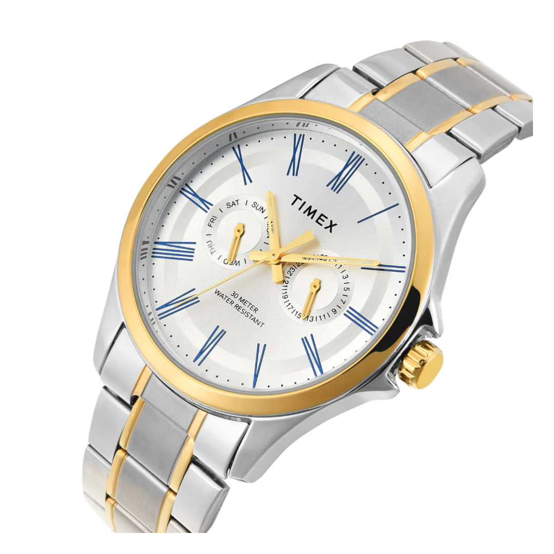 Timex Men Silver Round Analog Dial Watch- TW000X134