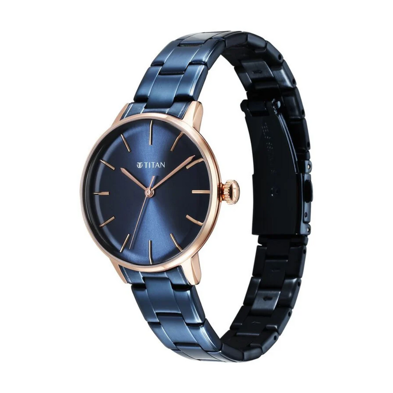 Titan TGIF Quartz Analog Blue Dial Blue Stainless Steel Strap Watch for Women - 95248KM02 - KRISHNA WATCH COMPANY