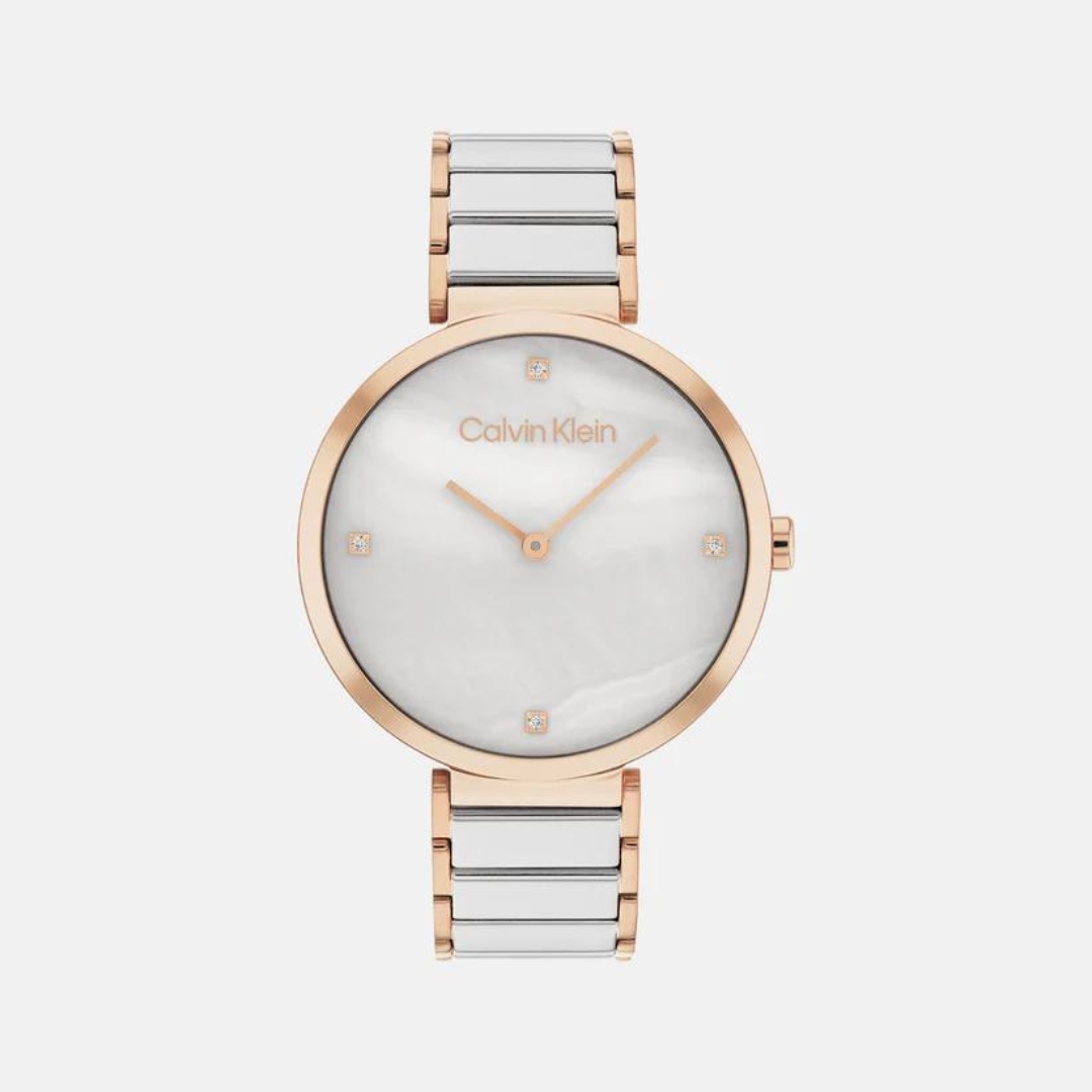 Calvin Klein Minimalistic T-Bar Female Mother Of Pearl Analog Stainless Steel Watch 25200430