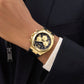 GUESS Mens Black Gold Tone Analog Watch GW0791G3