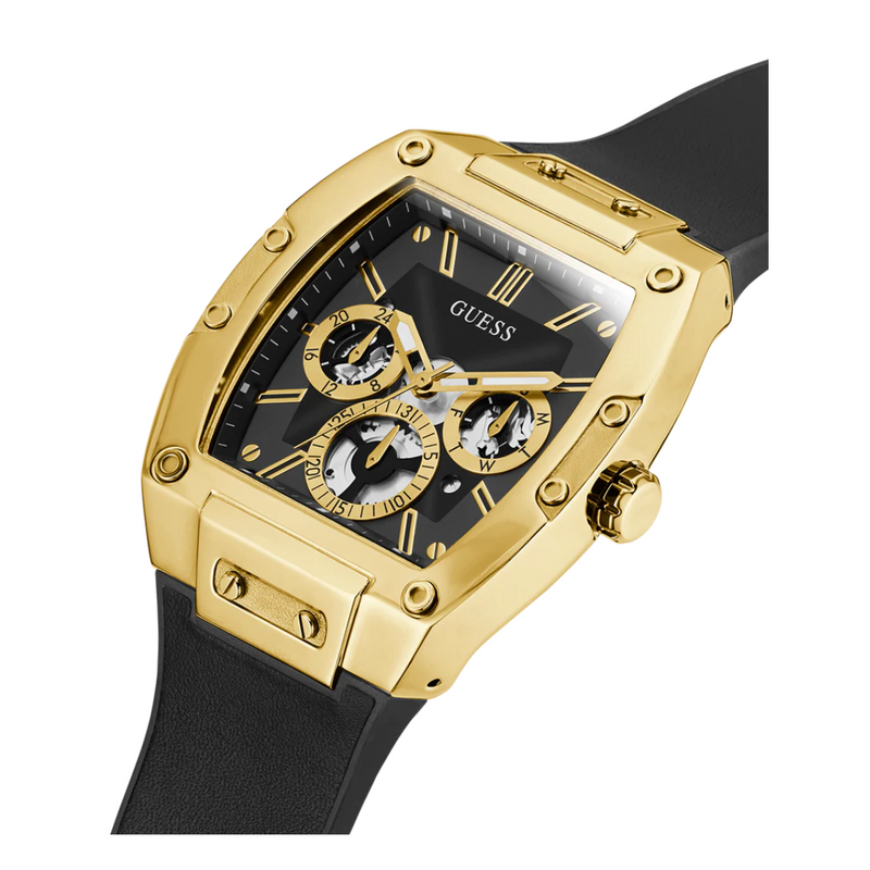 Guess Mens Black Gold Tone Multi-function Watch GW0202G1 - KRISHNA WATCH COMPANY