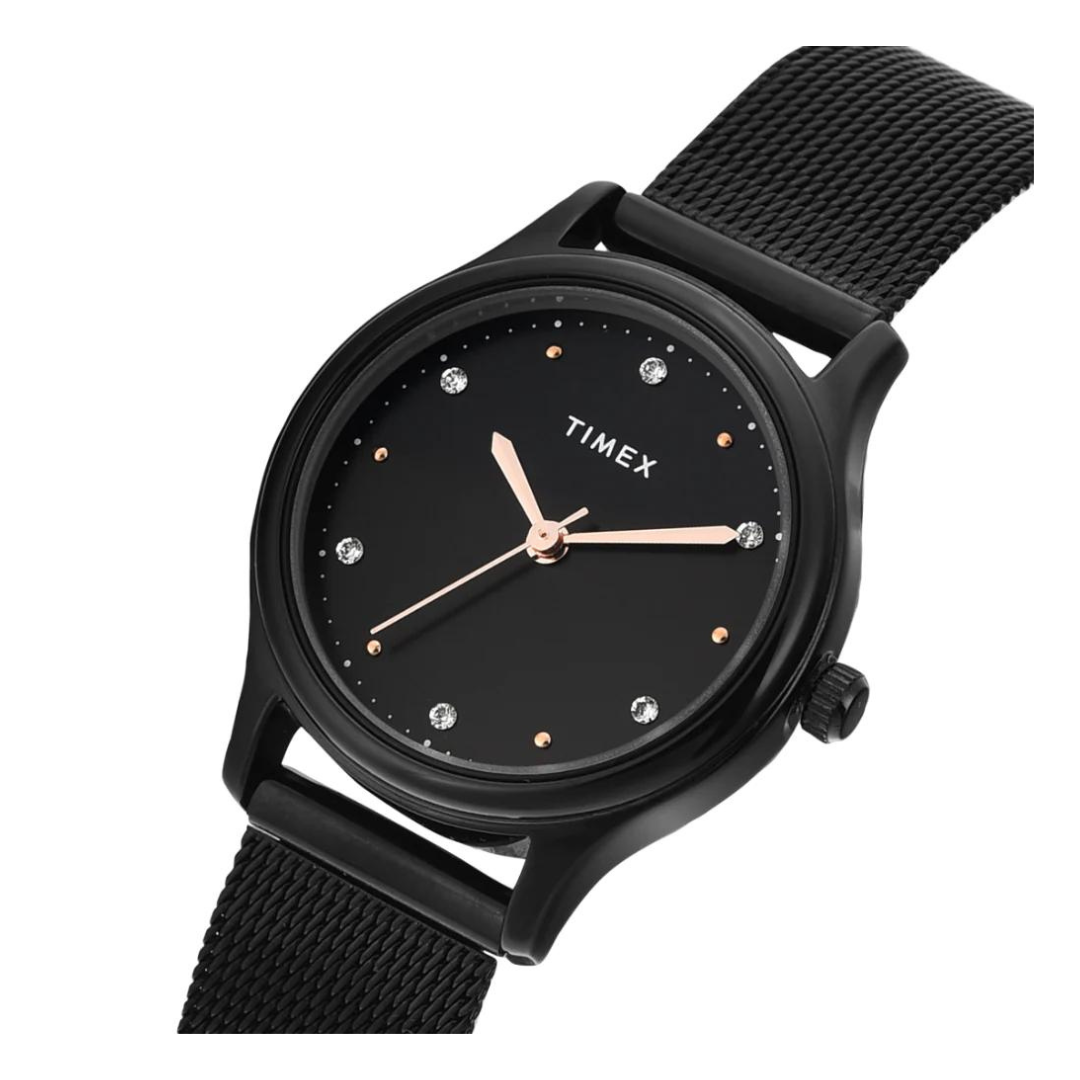 Timex Women Black Round Analog Dial Watch- TW0TL8716