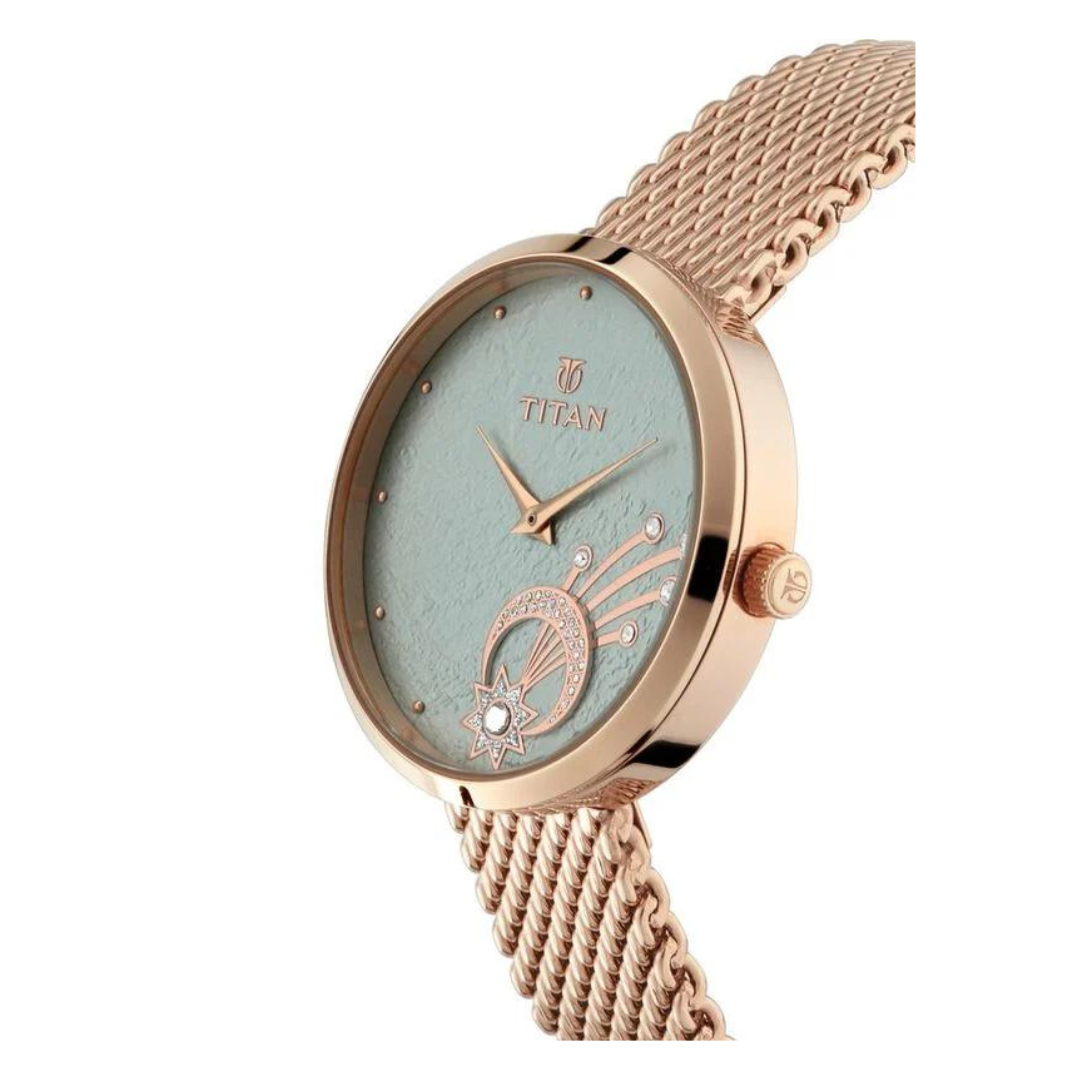 Titan Stellar Green Dial Analog Stainless Steel Strap watch for