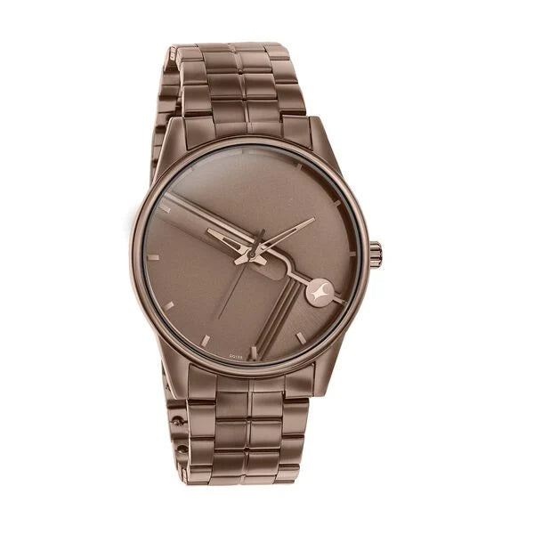 Fastrack Stunners Quartz Analog Brown Dial Stainless Steel Strap Watch for Guys 3305qm01