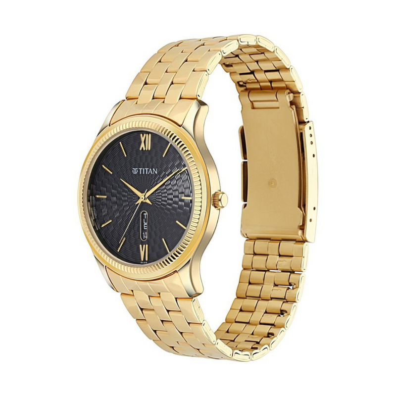 Titan Black Dial Metal Strap Watch - 1824YM01