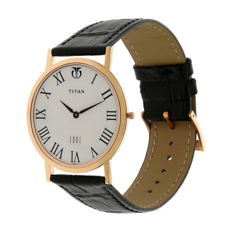 Titan Quartz Analog White Dial Leather Strap Watch for Men 1595WL01
