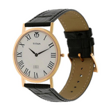Titan Quartz Analog White Dial Leather Strap Watch for Men 1595WL01