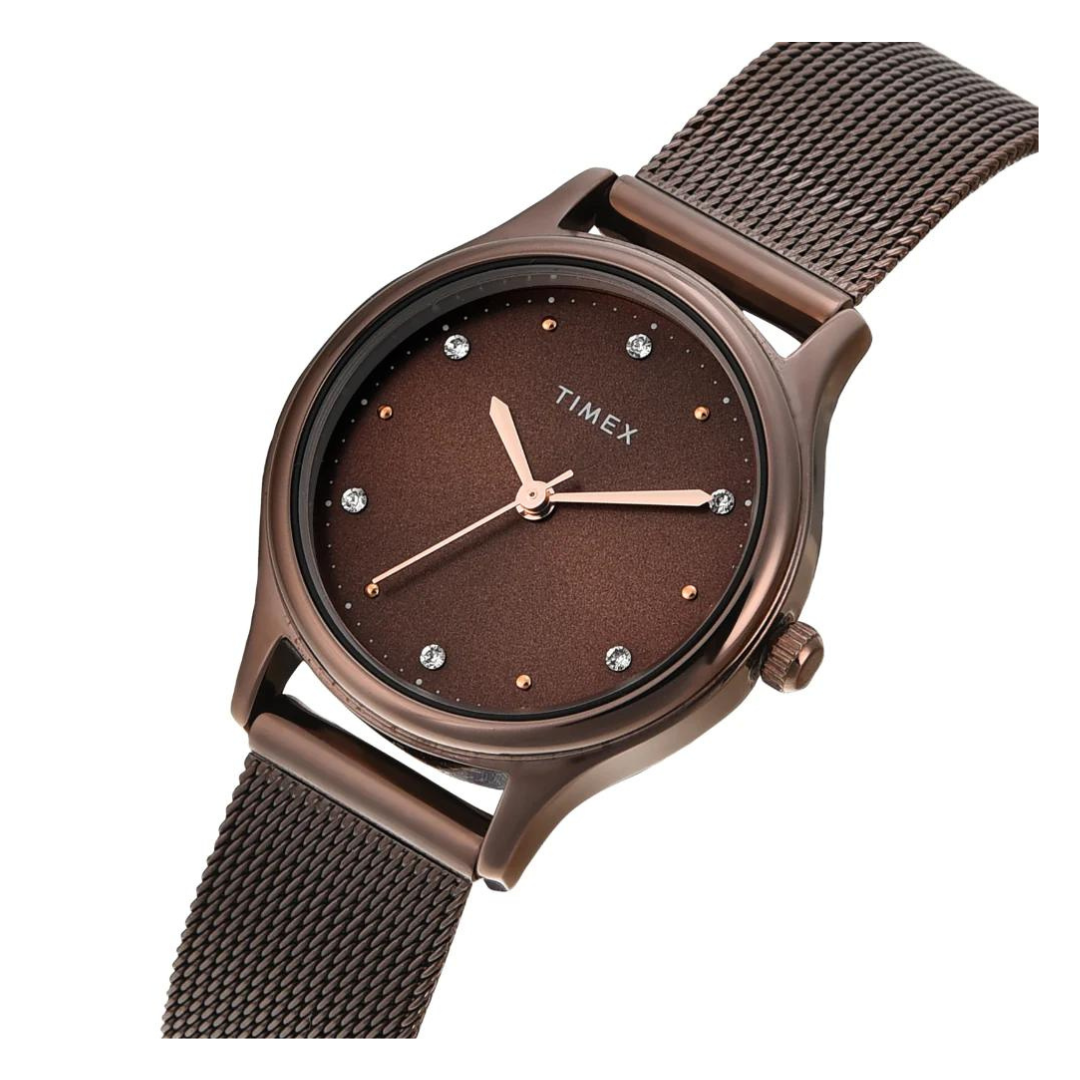 Timex Women Brown Round Analog Dial Watch- TW0TL8718