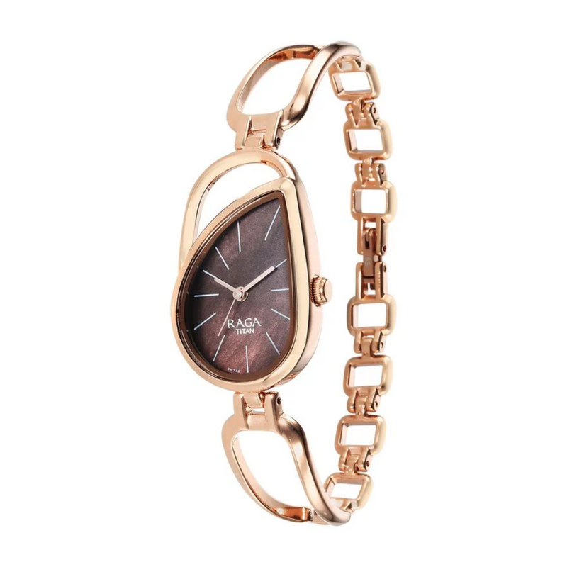 Titan Raga Chic Quartz Analog Brown Dial Rose Gold Metal Strap Watch for Women 2688WM01
