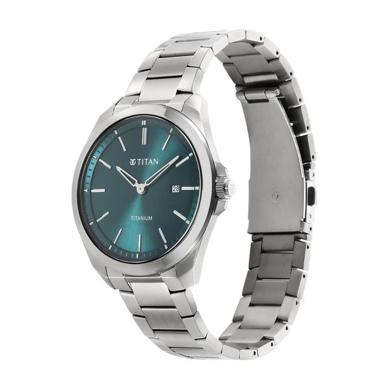 Titan Titanium Quartz Analog Green Dial Watch for Men - 90177TM02 - KRISHNA WATCH COMPANY