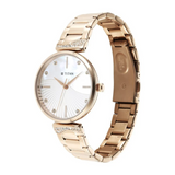 Titan Purple Style Up Quartz Analog Mother Of Pearl Dial Stainless Steel Strap Watch for Women 95237WM02