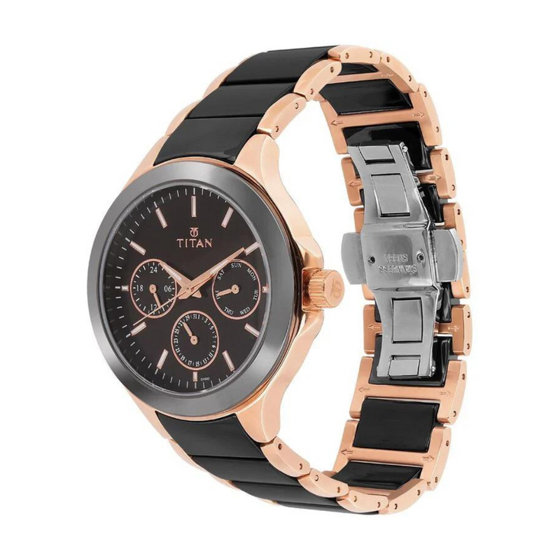 Titan Quartz Multifunction Black Dial  Watch for Men - 90089KD02