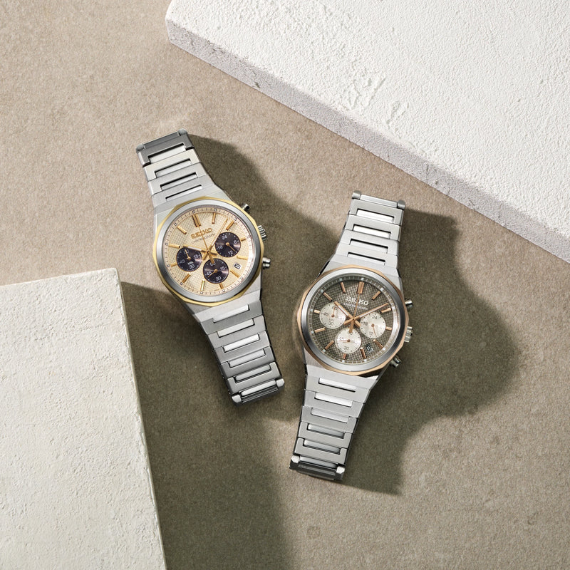 Seiko Chronograph with Textured Champagne Dial - HGK001P1