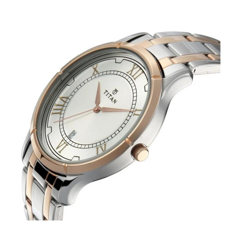 Titan Bandhan Quartz Analog with Date Silver Dial Stainless Steel Strap Watch for Couple 17752481KM01P