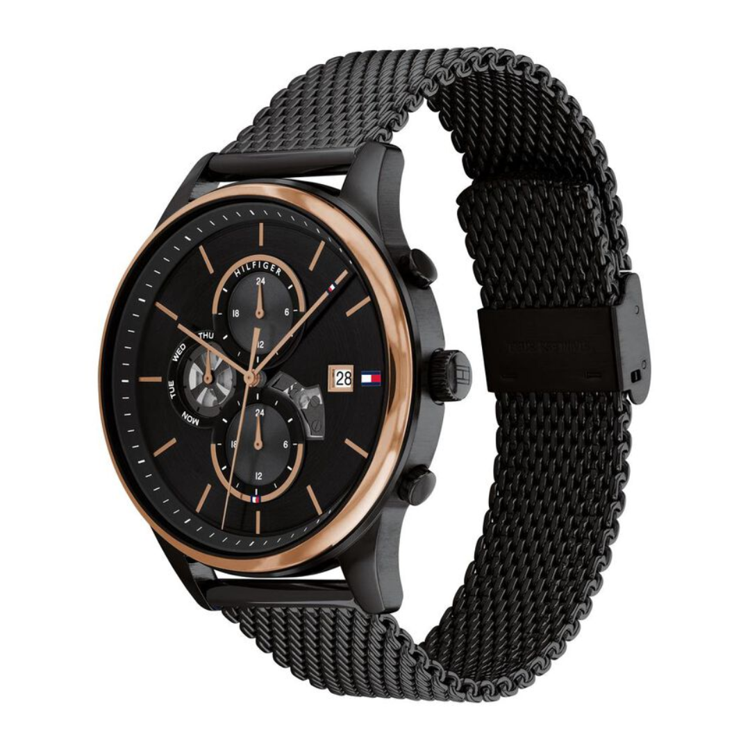 Mens apiezoelectric black tommy hilfiger watch