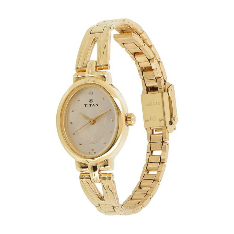 Titan Quartz Analog Champagne Dial Watch for Women - 2594YM01 - KRISHNA WATCH COMPANY