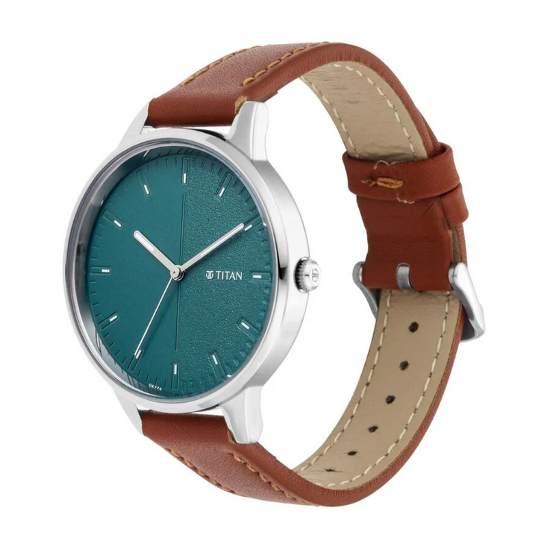 Titan Women's Precision Simplicity Watch: Grey Gradient Dial with Leather Strap 2648SL01 (DK776) - KRISHNA WATCH COMPANY