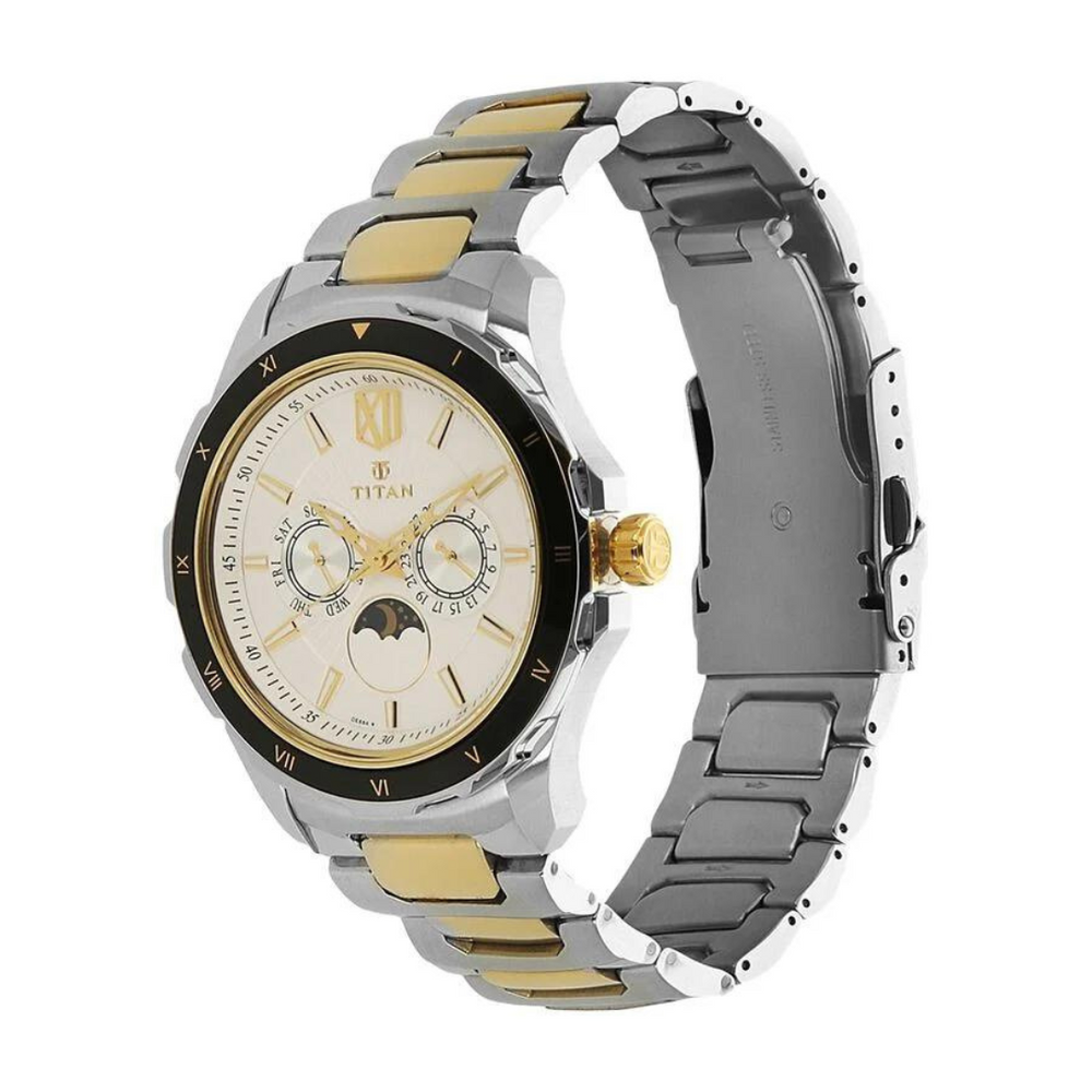 Titan Quartz Multifunction White Dial Stainless Steel Strap Watch for Men 1688KM02 - KRISHNA WATCH COMPANY