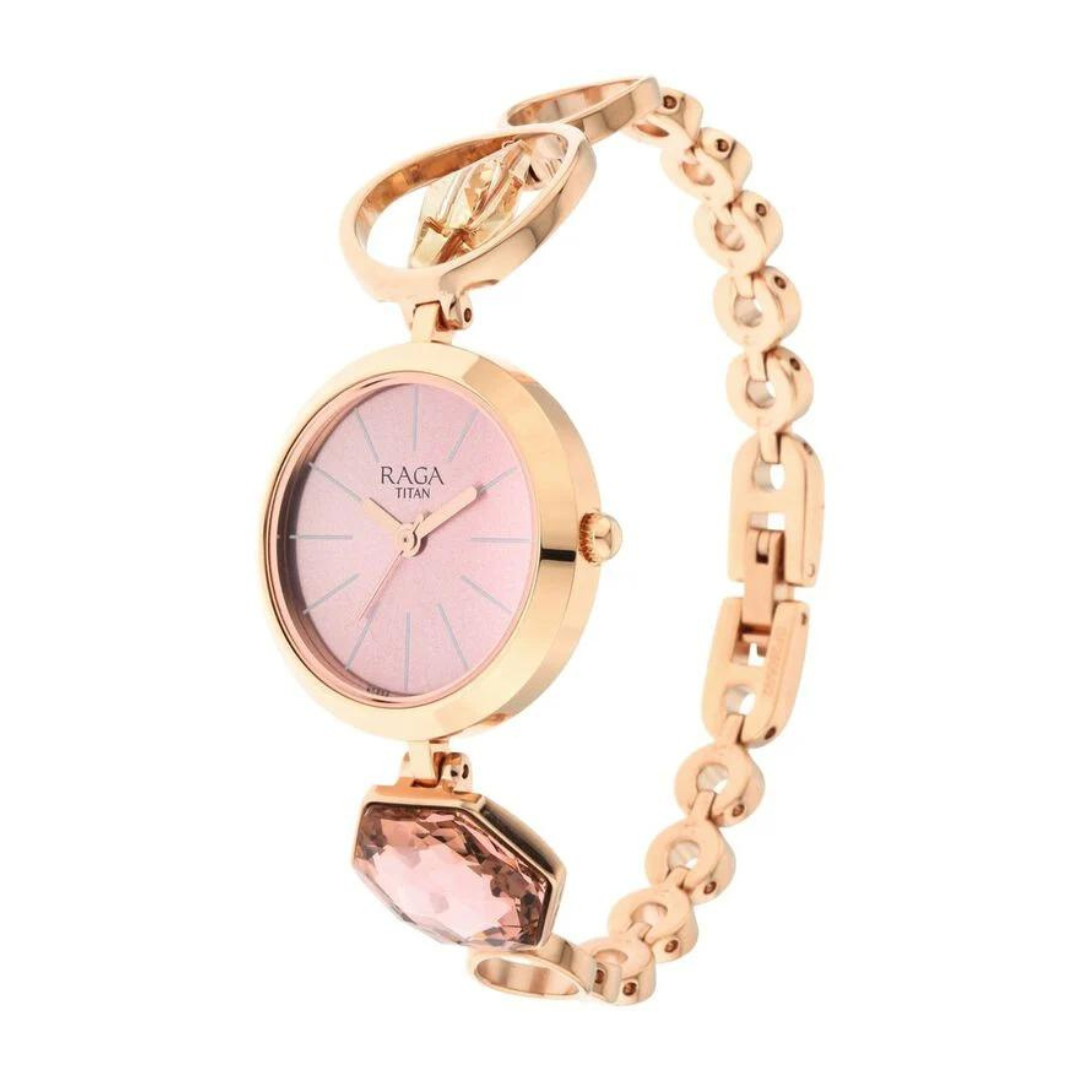 Titan Raga Women's Grace Watch: Mother of Pearl Dial & Ornate Bracelet 2606wm09