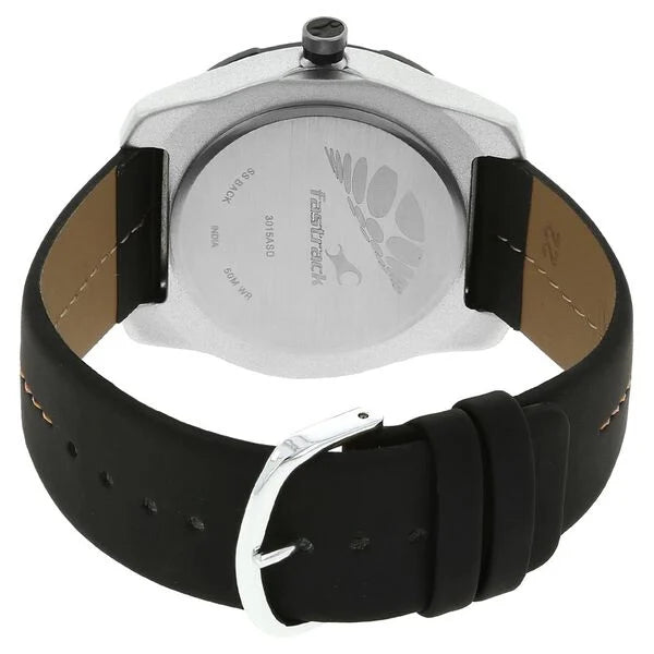 Fastrack Quartz Analog Silver Dial Leather Strap Watch for Guys - 3015AL01